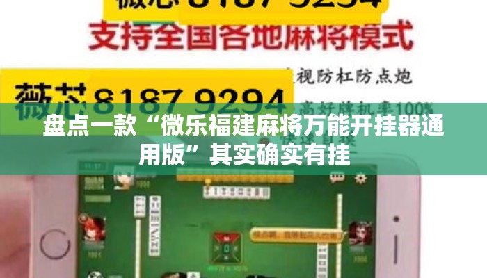 盘点一款“微乐福建麻将万能开挂器通用版	”其实确实有挂