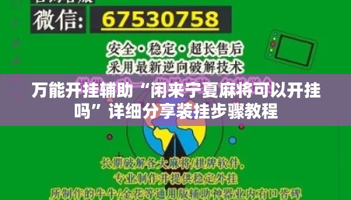 万能开挂辅助“闲来宁夏麻将可以开挂吗”详细分享装挂步骤教程