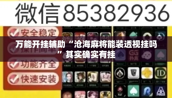 万能开挂辅助“沧海麻将能装透视挂吗”其实确实有挂