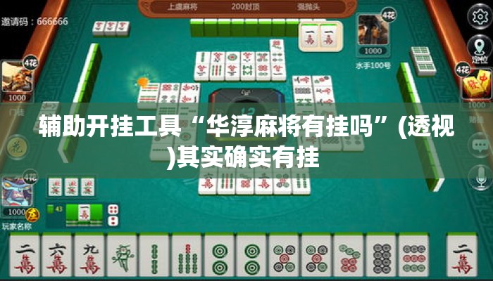 辅助开挂工具“华淳麻将有挂吗”(透视)其实确实有挂 