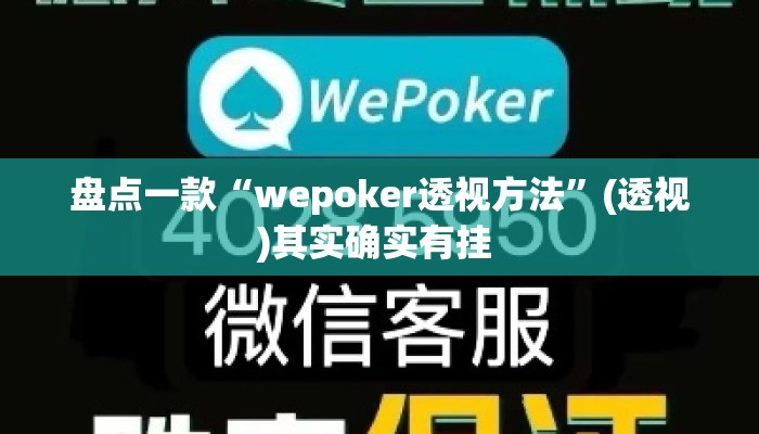 盘点一款“wepoker透视方法”(透视)其实确实有挂 