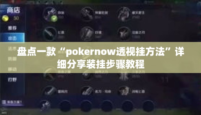 盘点一款“pokernow透视挂方法”详细分享装挂步骤教程