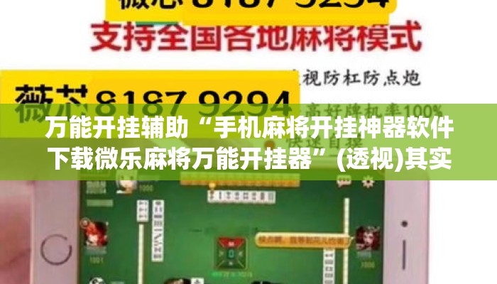 万能开挂辅助“手机麻将开挂神器软件下载微乐麻将万能开挂器”(透视)其实确实有挂 