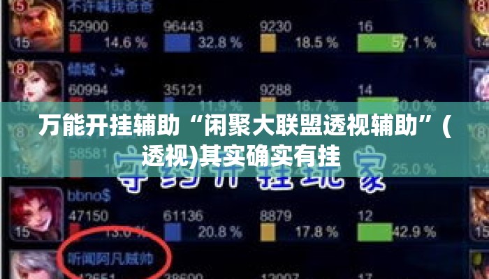 万能开挂辅助“闲聚大联盟透视辅助”(透视)其实确实有挂 
