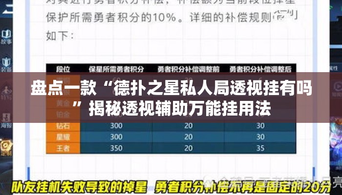 盘点一款“德扑之星私人局透视挂有吗”揭秘透视辅助万能挂用法