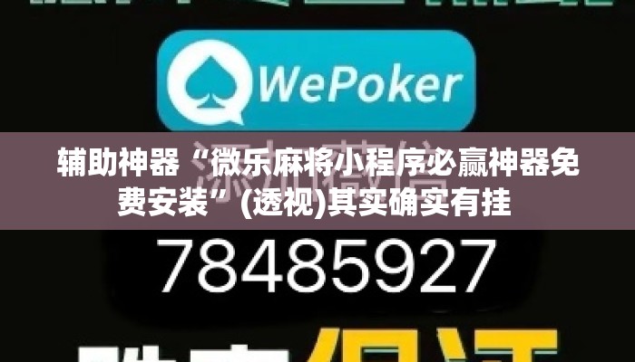 辅助神器“微乐麻将小程序必赢神器免费安装”(透视)其实确实有挂 