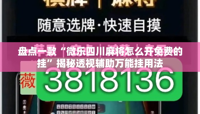 盘点一款“微乐四川麻将怎么开免费的挂	”揭秘透视辅助万能挂用法