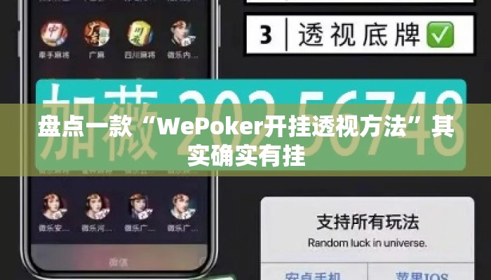 盘点一款“WePoker开挂透视方法	”其实确实有挂