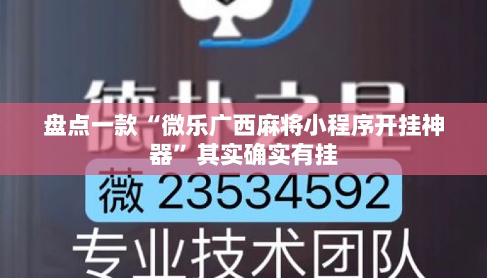盘点一款“微乐广西麻将小程序开挂神器”其实确实有挂