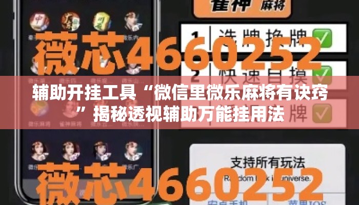 辅助开挂工具“微信里微乐麻将有诀窍”揭秘透视辅助万能挂用法