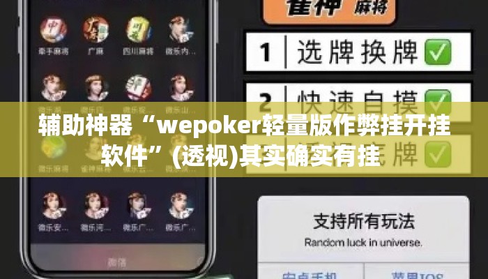辅助神器“wepoker轻量版作弊挂开挂软件	”(透视)其实确实有挂 