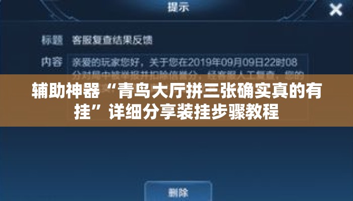 辅助神器“青鸟大厅拼三张确实真的有挂”详细分享装挂步骤教程