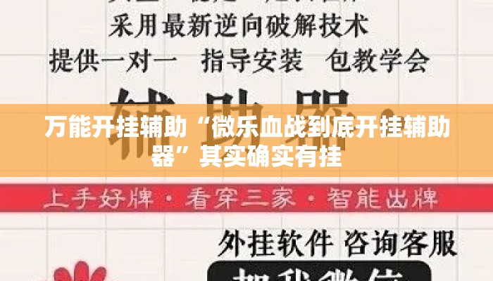 万能开挂辅助“微乐血战到底开挂辅助器”其实确实有挂