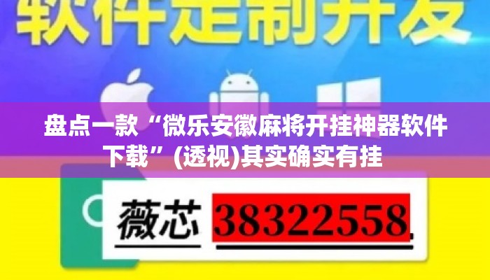 盘点一款“微乐安徽麻将开挂神器软件下载”(透视)其实确实有挂 