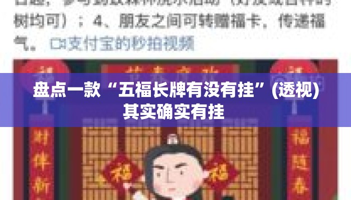 盘点一款“五福长牌有没有挂”(透视)其实确实有挂 