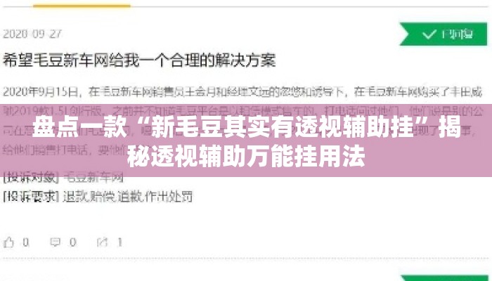 盘点一款“新毛豆其实有透视辅助挂”揭秘透视辅助万能挂用法