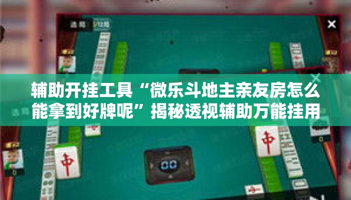辅助开挂工具“微乐斗地主亲友房怎么能拿到好牌呢”揭秘透视辅助万能挂用法