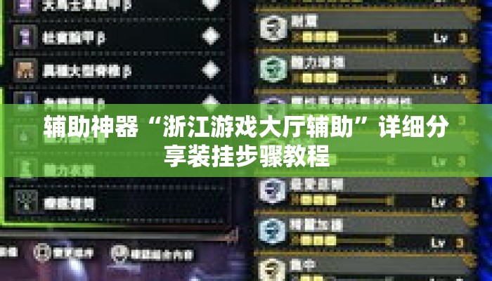 辅助神器“浙江游戏大厅辅助”详细分享装挂步骤教程