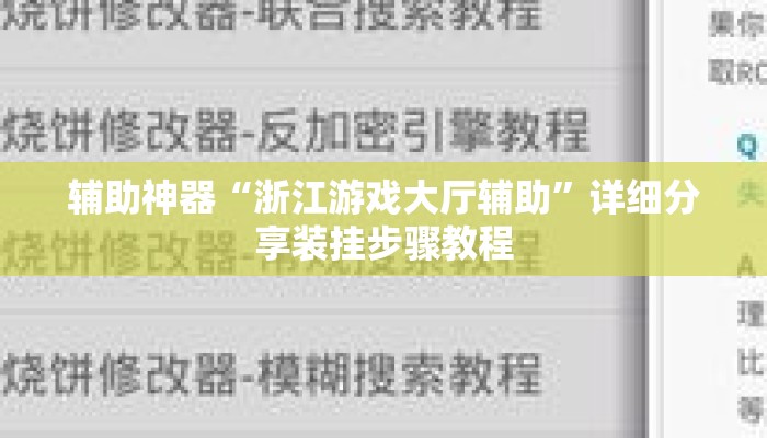 辅助神器“浙江游戏大厅辅助”详细分享装挂步骤教程