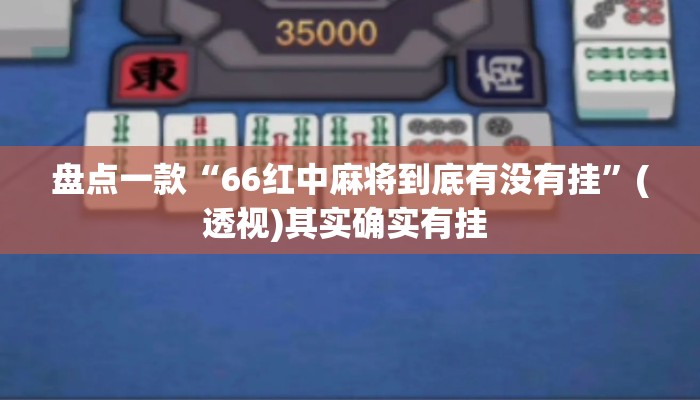 盘点一款“66红中麻将到底有没有挂”(透视)其实确实有挂 