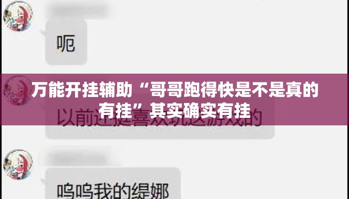万能开挂辅助“哥哥跑得快是不是真的有挂”其实确实有挂