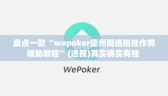 盘点一款“wepoker德州局透视挂作弊辅助教程”(透视)其实确实有挂 