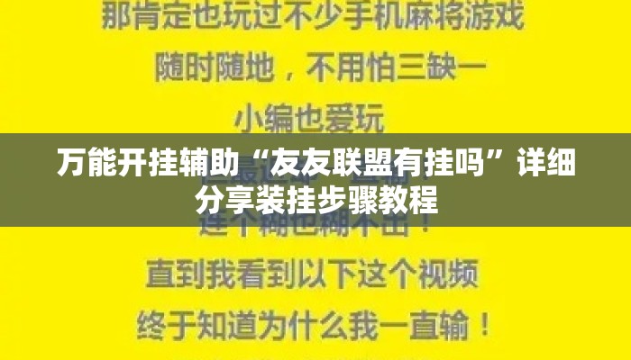 万能开挂辅助“友友联盟有挂吗”详细分享装挂步骤教程