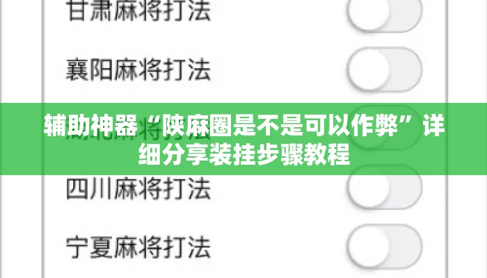 辅助神器“陕麻圈是不是可以作弊	”详细分享装挂步骤教程