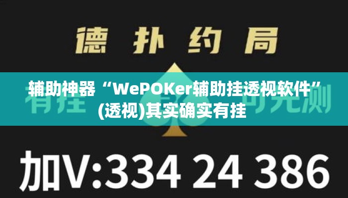 辅助神器“WePOKer辅助挂透视软件”(透视)其实确实有挂 