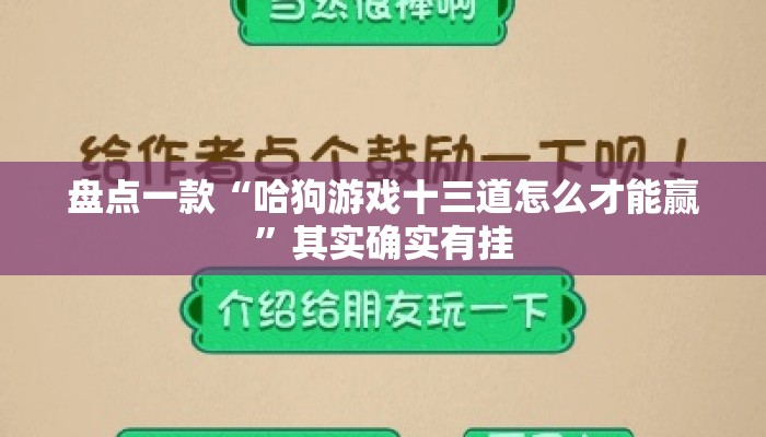 盘点一款“哈狗游戏十三道怎么才能赢”其实确实有挂