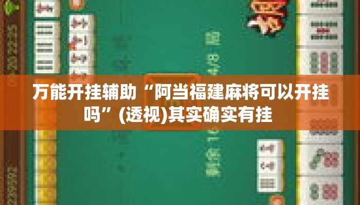 万能开挂辅助“阿当福建麻将可以开挂吗”(透视)其实确实有挂 