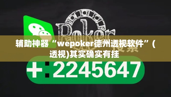 辅助神器“wepoker德州透视软件	”(透视)其实确实有挂 