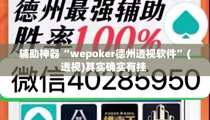 辅助神器“wepoker德州透视软件”(透视)其实确实有挂 