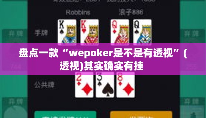 盘点一款“wepoker是不是有透视”(透视)其实确实有挂 