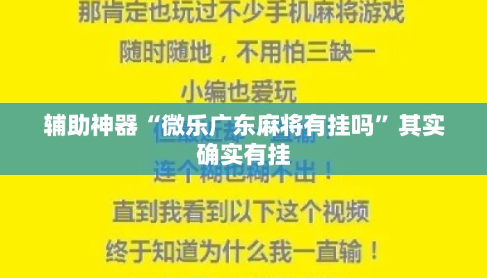辅助神器“微乐广东麻将有挂吗”其实确实有挂