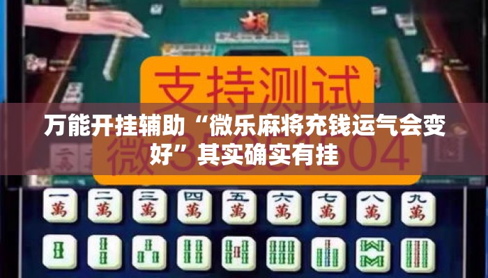 万能开挂辅助“微乐麻将充钱运气会变好”其实确实有挂