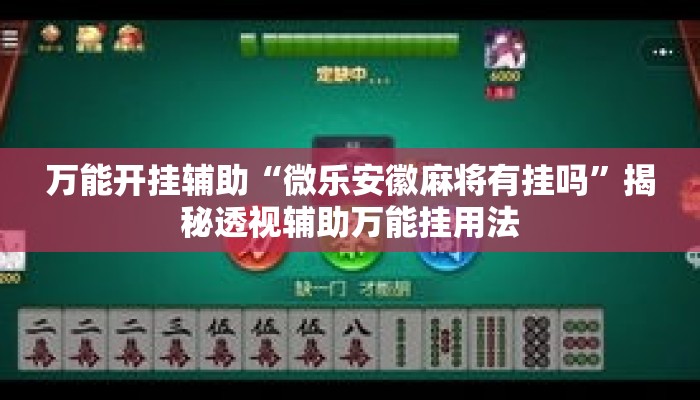 万能开挂辅助“微乐安徽麻将有挂吗”揭秘透视辅助万能挂用法