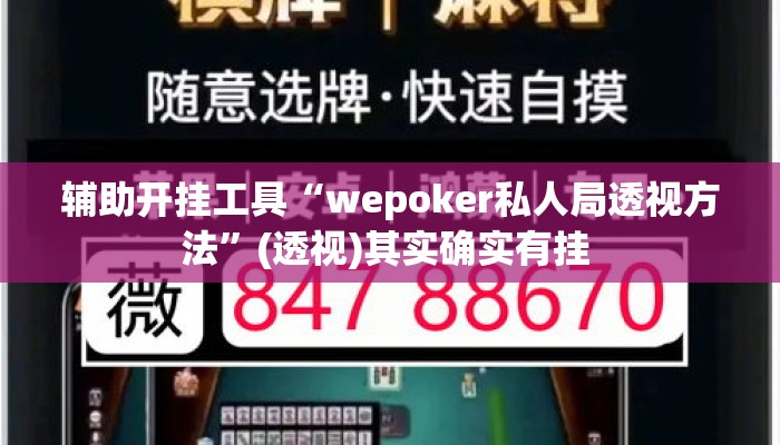 辅助开挂工具“wepoker私人局透视方法”(透视)其实确实有挂 