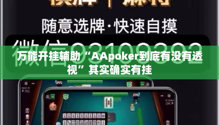 万能开挂辅助“AApoker到底有没有透视”其实确实有挂