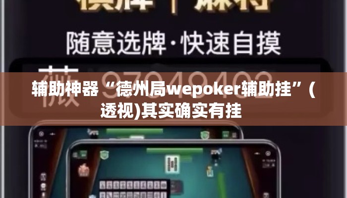 辅助神器“德州局wepoker辅助挂”(透视)其实确实有挂 