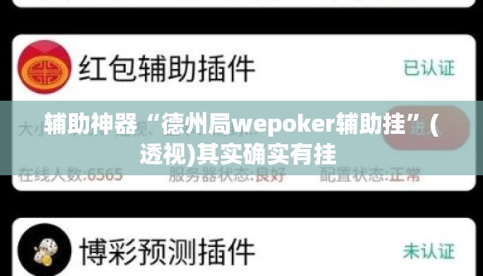 辅助神器“德州局wepoker辅助挂”(透视)其实确实有挂 