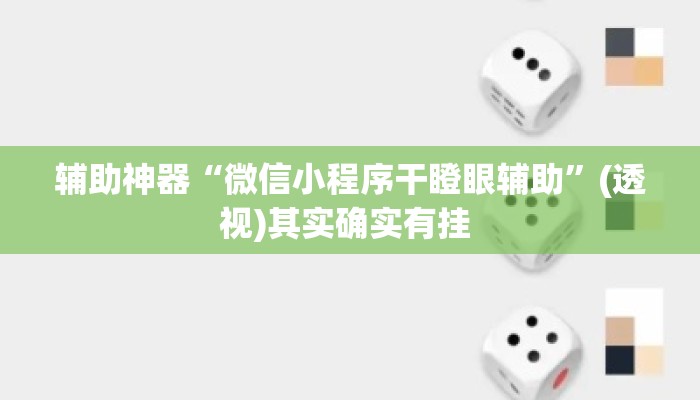 辅助神器“微信小程序干瞪眼辅助”(透视)其实确实有挂 