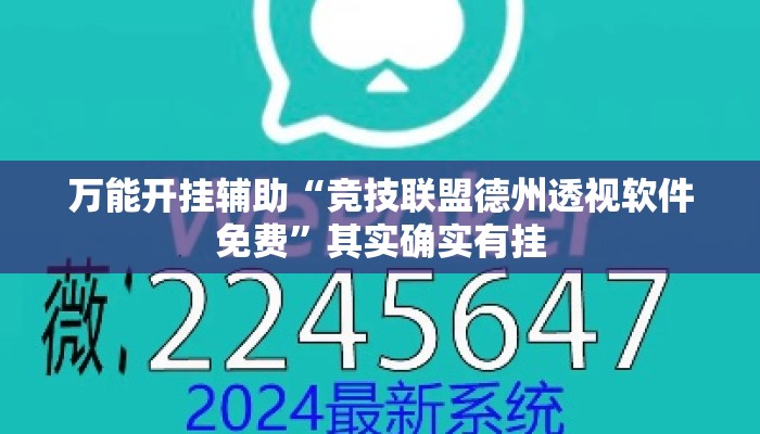 万能开挂辅助“竞技联盟德州透视软件免费”其实确实有挂