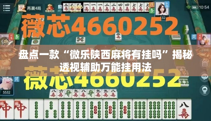 盘点一款“微乐陕西麻将有挂吗”揭秘透视辅助万能挂用法