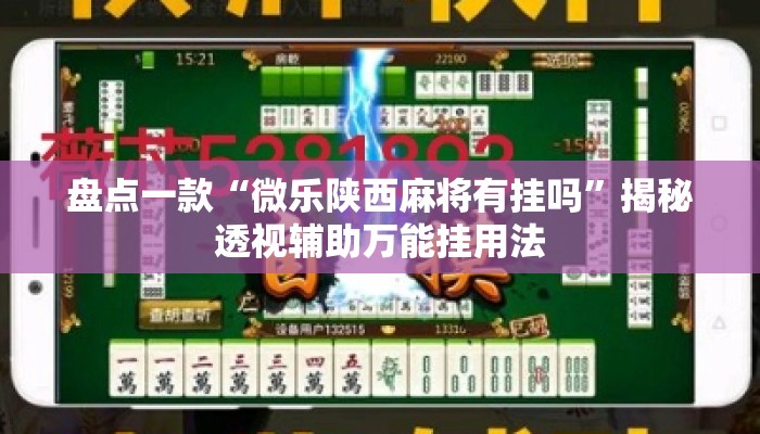 盘点一款“微乐陕西麻将有挂吗”揭秘透视辅助万能挂用法