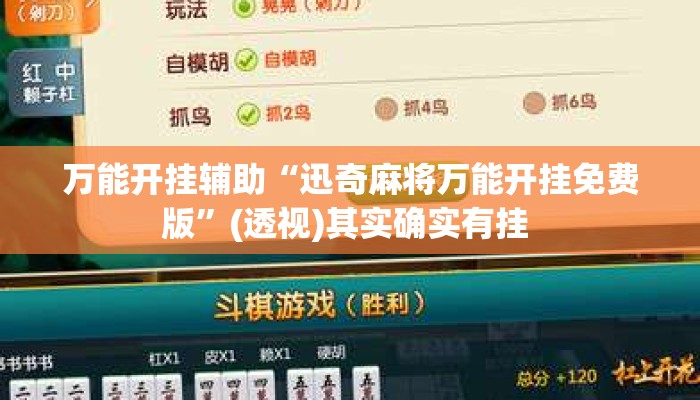 万能开挂辅助“迅奇麻将万能开挂免费版”(透视)其实确实有挂 