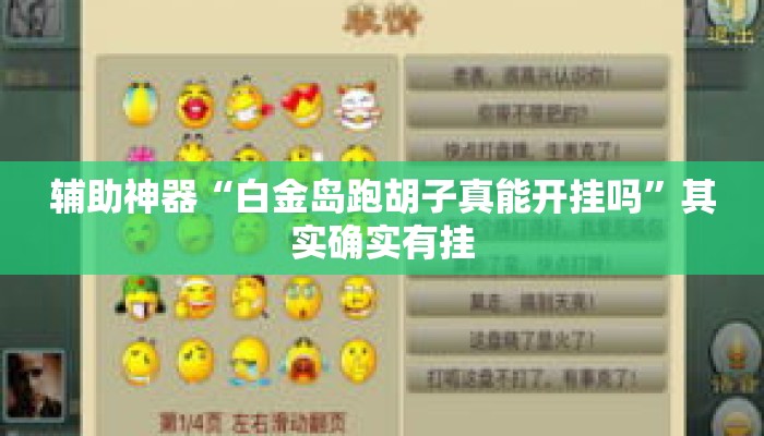 辅助神器“白金岛跑胡子真能开挂吗”其实确实有挂