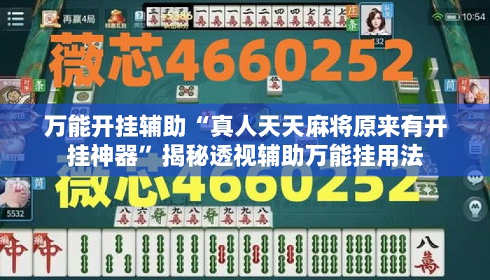 万能开挂辅助“真人天天麻将原来有开挂神器”揭秘透视辅助万能挂用法