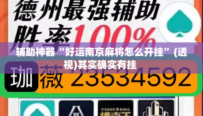 辅助神器“好运南京麻将怎么开挂”(透视)其实确实有挂 