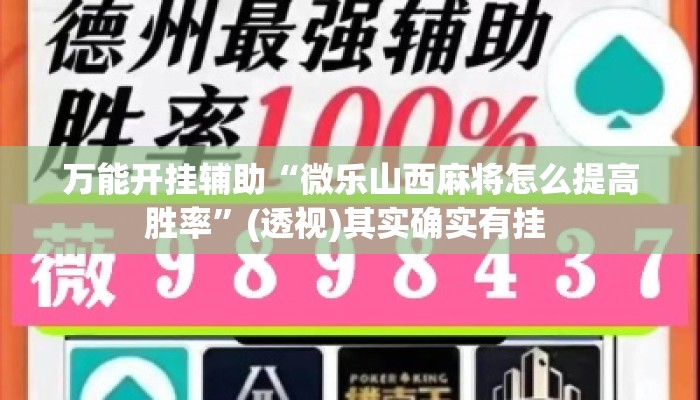 万能开挂辅助“微乐山西麻将怎么提高胜率”(透视)其实确实有挂 